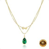 Cordão Feminino Veneziana Ouro 18k Gota De Zircônia