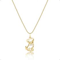 Cordão Feminino Veneziana Ouro 18k + Pingente Cachorro
