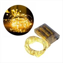 Cordão Fio de Fada 100 Led Fixo a Pilha 10 M Amarelo Morno Cordão Fio de Fada 100 Led Fixo a Pilha 10 M Amarelo Morno
