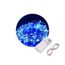 Cordão Fio de Fada 30 Led Fixo a Pilha 3 M Azul