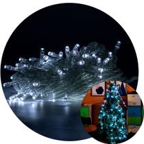 Cordão Fio de Led Fixo Decoração Natal Branco Frio 10m Fio Transparente 100 LEDs 127V ou 220V 101055/102054