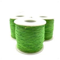Cordão Fio Encerado Verde 1mm Algodão 3 Rolos 100 Metros