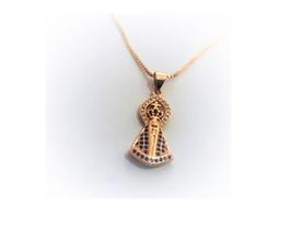 Cordão Folheado Com Pingente Nossa Senhora Zircônia Azul