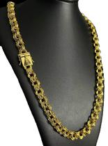 Cordão Friso 12mm Fecho Nossa Senhora Banhado A Ouro 18k