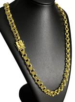Cordão Friso 12mm Fecho São Jorge Banhado A Ouro 18k