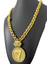 Cordão Friso 12mm + Pingente 7 Personalizado Banhado a Ouro Cordão Friso 12mm + Pingente 7 Personalizado Banhado a Ouro