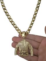 Cordão Friso 12Mm + Pingente Faixa Preta Banhado A Ouro 18K Cordão Friso 12Mm + Pingente Faixa Preta Banhado A Ouro 18K