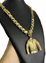 Cordão friso balão 13mm banhado a ouro 18k + pingente faixa preta Cordão friso balão 13mm banhado a ouro 18k + pingente faixa preta
