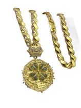 Cordão Friso S 12Mm + Pingente Trevo - Banhado A Ouro 18K