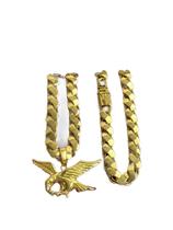 Cordão Friso S 13Mm + Pingente Águia - Banhado A Ouro 18K