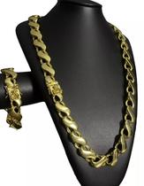 Cordão friso s 16mm c fecho especial são jorge banhado ouro Cordão friso s 16mm c fecho especial são jorge banhado ouro