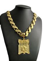 Cordão Friso s 16mm + Pingente Jesus Estrela Banhado a Ouro