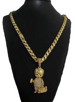 Cordão Friso S 8Mm + Pingente Chefinho - Banhado A Ouro 18K