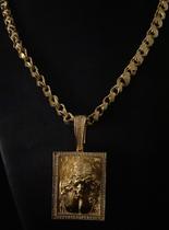 Cordão friso s 8mm + pingente jesus 3d - banhado a ouro 18k