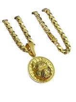 Cordão Friso s 8mm + Pingente Pitbull Redondo Banhado a Ouro