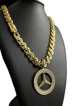 Cordão Friso S Vado 13Mm + Pingente Meca Banhado A Ouro