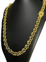 Cordão Friso S Vazado 12mm Fecho Nossa Senhora Banhado A Ouro 18k Cordão Friso S Vazado 12mm Fecho Nossa Senhora Banhado A Ouro 18k