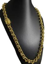 Cordão friso s vazado 13mm fecho jacaré - banhado a ouro 18k Cordão friso s vazado 13mm fecho jacaré - banhado a ouro 18k