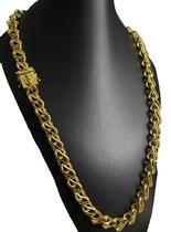 Cordão friso s vazado 13mm fecho jacaré - banhado a ouro 18k Cordão friso s vazado 13mm fecho jacaré - banhado a ouro 18k