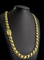 Cordão Friso X 13Mm Com Fecho Jacaré - Banhado Ouro 18K