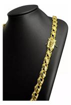 Cordão friso x 13mm com fecho jesus cristo - banhado ouro 18k