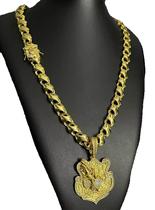 Cordão friso x 13mm fecho mão orando pingente banhado a ouro Cordão friso x 13mm fecho mão orando pingente banhado a ouro
