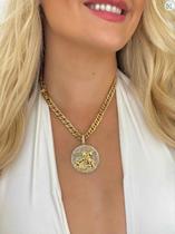 Cordão Grumet 10mm Feminino + Pingente Banhado Ouro 18k