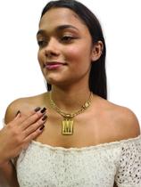 Cordão Grumet 10mm Feminino Pingente Escolha sua Letra A A Z Banhado a Ouro 18k - Miami Gold Import