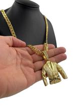 Cordão Grumet 10Mm + Pingente Faixa Preta - Banhado A Ouro