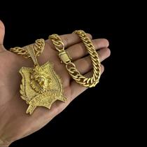 Cordão Grumet 11mm + Pingente Leão - Banhado a Ouro 18k Cordão Grumet 11mm + Pingente Leão - Banhado a Ouro 18k