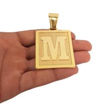 Cordão Grumet 13mm Fecho 750 Pingente Escolha sua Letra A a Z Banhado a Ouro 18k - Miami Gold Import