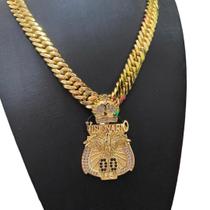 Cordão Grumet 13mm + Pingente Visionário - Banhado A Ouro