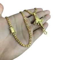 Cordão Grumet 3X1 5Mm + Pingente São Bento - Banhado A Ouro