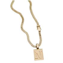 Cordão Grumet Duplo Pingente Letra N Banhado Ouro 18k