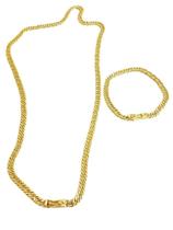 Cordão Grumet Lacraia 7Mm Com Pulseira Banhados A Ouro 18K