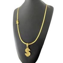 Cordão Grumet Laminado 4mm + Pingente Cifrão - Banhado a Ouro Cordão Grumet Laminado 4mm + Pingente Cifrão - Banhado a Ouro