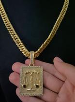 Cordão grumet oca 10mm + pingente direito - banhado a ouro 18k Cordão grumet oca 10mm + pingente direito - banhado a ouro 18k