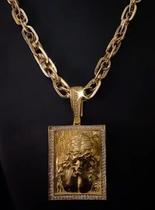 Cordão imperador 10mm + pingente jesus 3d - banhado a ouro 18k Cordão imperador 10mm + pingente jesus 3d - banhado a ouro 18k