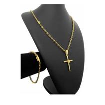 Cordão Kit 4 Mm Cadeado Pulseira + Pingente Boa Qualidade