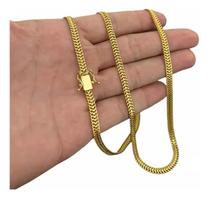 Cordão Lacraia 5Mm Banhado A Ouro 18K Luxo Fecho Duplo Cordão Lacraia 5Mm Banhado A Ouro 18K Luxo Fecho Duplo