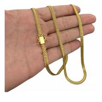 Cordão Lacraia 5Mm Banhado A Ouro 18K Luxo Fecho Duplo Cordão Lacraia 5Mm Banhado A Ouro 18K Luxo Fecho Duplo