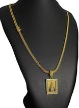 Cordão Lacraia 5mm + Pingente Nossa Senhora Banhado A Ouro