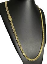 Cordão lacraia 8mm fecho nossa senhora banhado a ouro 18k