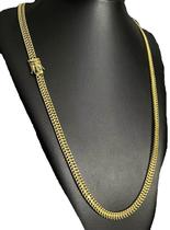 Cordão lacraia 8mm fecho nossa senhora banhado a ouro 18k