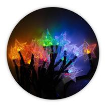 Cordão Lampadas Led Pisca Formato Estrela 5 Metros 20L