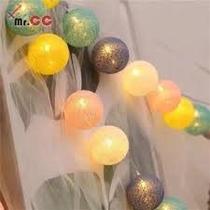 Cordão Led Cotton Luminária 10 Bola Decoração Festa Colorido Cordão Led Cotton Luminária 10 Bola Decoração Festa Colorido