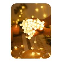 Cordão Led Fio Luz Varal 8 Funções 40 Bolinhas 6m Fro Transparente Branco Quente Bivolt