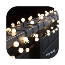 Cordão Led Luz Varal 8 Funções 100 Bolinhas 8m Fio Verde Branco Quente 110V