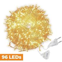 Cordão Luminoso Luzes Estático Decoração de Natal 96 LEDs 5 Metros Branco Quente 3000K - 127v - Tasc