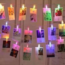 Cordão Luz Colorido Led Bivolt Varal 20 Prendedor 4m Natal - Global